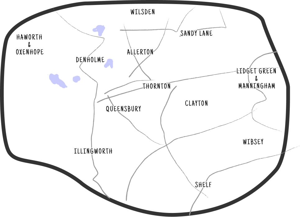 The area in West Yorkshire that Kats Cat Sitting covers.